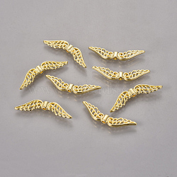 Tibetan Style Alloy Beads, Wing, Golden, Lead Free & Cadmium Free, 7.5x30x3mm, Hole: 1mm(X-K0NR6011)