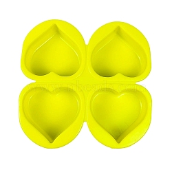 DIY Soap Silicone Molds, for Handmade Soap Making, 4 Cavities, Heart, Yellow, 165x163x33mm, Inner Diameter: 70x70x30mm(SOAP-PW0001-019B)