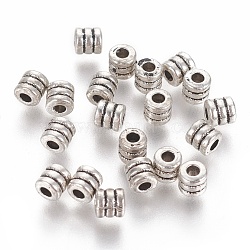 Tibetan Style Alloy Bead Spacers, Column, Antique Silver, Lead Free & Cadmium Free, Column, 4x4mm, Hole: 2mm(LF0334Y)