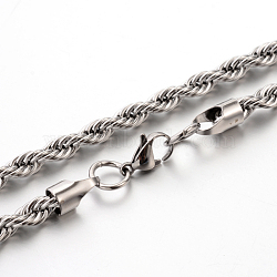 304 Stainless Steel Rope Chain Necklaces, Stainless Steel Color, 23.6 inch(59.9cm), 6mm(STAS-M174-010P-A)