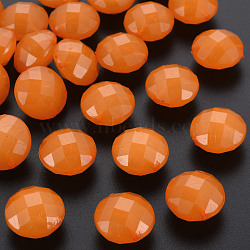 Imitation Jelly Acrylic Beads, Faceted, Flat Round, Dark Orange, 18.5x12.5mm, Hole: 1.5mm, about 220pcs/500g(MACR-S373-94-E05)