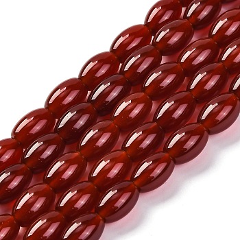 Dyed & Heated Natural Carnelian Beads Strands, Oval, 12x8mm, Hole: 1mm, about 33pcs/strand, 15.16''(38.5cm)