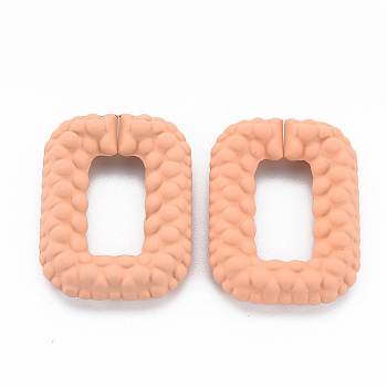 Opaque Spray Painted Acrylic Quick Link Connectors, Rectangle, Light Salmon, 35x26x7mm, Inner Diameter: 10.5x19.5mm