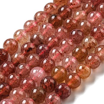 Natural Strawberry Quartz Beads Strands, Round, 6mm, Hole: 1mm, about 65pcs/strand, 15.55''(39.5cm)