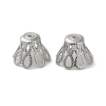 Non-Tarnish 304 Stainless Steel Bead Caps, Flower, Stainless Steel Color, 10x6mm, Hole: 0.9mm