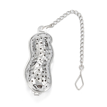 Peanut Shape Tea Infuser, with Chain & Hook, Loose Tea 304 Stainless Steel Mesh Tea Ball Strainer, Stainless Steel Color, 175mm