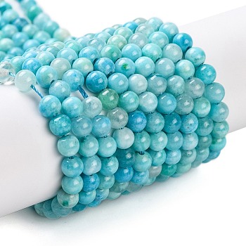 Natural Hemimorphite Beads Strands, Round, Dyed, 4mm, Hole: 0.9mm, about 94pcs/strand, 15.94~16.14''(40.5~41cm)