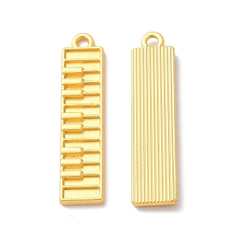 Rack Plating Alloy Pendants, Cadmium Free & Lead Free & Nickle Free, Piano Keyboard Charm, Matte Gold Color, 33x7.5x2mm, Hole: 1.8mm