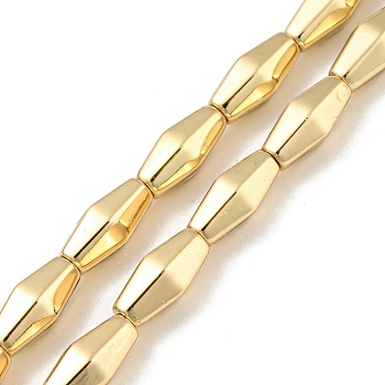 Electroplated Synthetic Non-magnetic Hematite Beads Strands, Rhombus, Light Gold Plated, 12~12.3x5.2~5.8x5.2~5.8mm, Hole: 1.2mm, about 33pcs/strand, 16.73''(42.5cm)