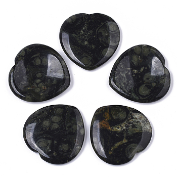 Natural Rhyolite Jasper Thumb Worry Stone, Pocket Palm Stones, for Healing Reiki Stress Relief, Heart Shape, 39~40x39~40x5~6mm