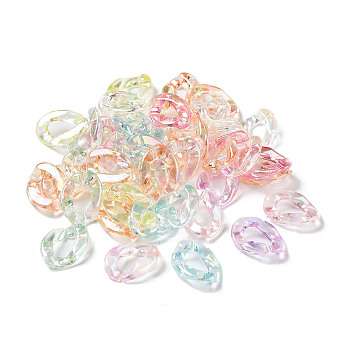 Transparent Acrylic Linking Rings, Quick Link Connector, AB Color, Twisted Oval, for Curb Chain Making, Mixed Color, 16x12x3mm, Inner Diameter: 8x4.5mm, about 1800pcs/500g