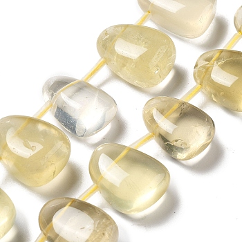 Natural Lemon Quartz Beads Strands, Teardrop, Top Drilled, 22.5~26x14.5~19x12~14.5mm, Hole: 0.9mm, about 8~9pcs/strand, 7.48''~8.66''(19~22cm)