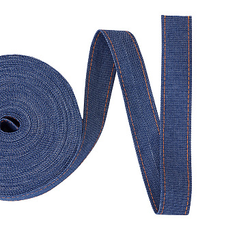 Stitch Denim Ribbon, Garment Accessories, for DIY Crafts Hairclip Accessories and Sewing Decoration, Marine Blue, 2.5cm, 10m/bag