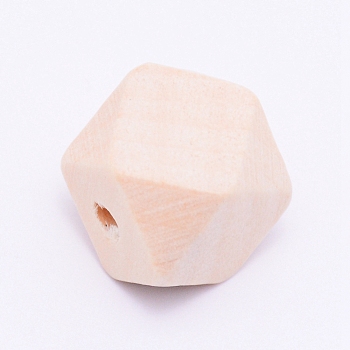 Grass Tree Wood Beads, Polygon, Undyed, Star Cut Round Beads, BurlyWood, 15.5x21x21mm, Hole: 3.5mm