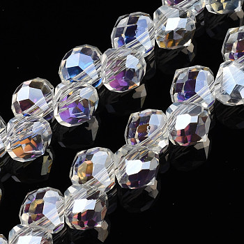 Electroplate Transparent Glass Beads Strands, AB Color Plated, Faceted, Teardrop, Clear AB, 8x8mm, Hole: 1.6mm, about 97~110pcs/strand, 22.44 inch~23.23 inch(57~59cm)
