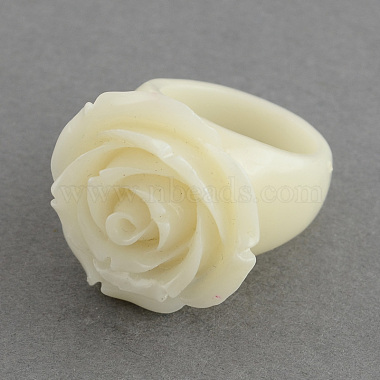 Rose Flower Synthetic Coral Rings(RJEW-S019-M)-2