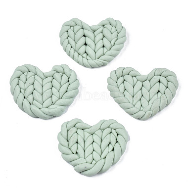 Medium Sea Green Heart Polymer Clay Cabochons