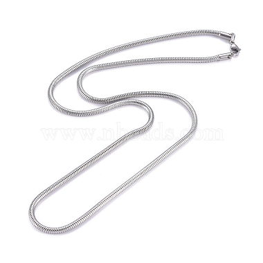 304 colliers de chaînes serpent rond en acier inoxydable(NJEW-G340-02P)-2