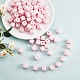 20Pcs Pink Cube Letter Silicone Beads 12x12x12mm Square Dice Alphabet Beads with 2mm Hole Spacer Loose Letter Beads for Bracelet Necklace Jewelry Making(JX435B)-1