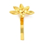 Alloy Hair Findings, Pony Hook, Ponytail Decoration Accessories, with Tary, Flower, Real 18K Gold Plated, 41.5x28x11mm, Tary: 8.5x4mm