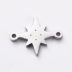 Tarnish Resistant 304 Stainless Steel Links connectors for Jewelry Making, Manual Polishing, Twinkling Star, Stainless Steel Color, 10x12.5x1.5mm, Hole: 0.8mm(X-STAS-G215-30P)