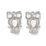 304 Stainless Steel Pendant Cabochon Settings, Owl Charms, Stainless Steel Color, 23.5x14.5x4mm, Hole: 2mm(SA-CBAE5AC-16P)