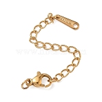 201 Stainless Steel Curb Extender, End Chains with Lobster Claw Clasps and  Charms, Ion Plating(IP), Long-Lasting Plated, Golden, Teardrop, 64mm, pendant: 10x3x0.8mm(SA-CBA0FDA-01G-25)