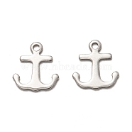 201 Stainless Steel Charms, Laser Cut, Anchor, Stainless Steel Color, 12.5x11x1mm, Hole: 1.4mm(STAS-I172-26P)