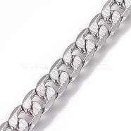 304 Stainless Steel Cuban Link Chains, Chunky Curb Chains, Twisted Chains, Unwelded, Textured, Stainless Steel Color, 5.5mm, Links: 8x5.5x1.4mm(CHS-L020-032P)