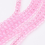 Spray Painted Crackle Glass Beads Strands, Round, Hot Pink, 4mm, Hole: 1.1~1.3mm, about 200pcs/strand, 31.4 inch(CCG-Q001-4mm-02)
