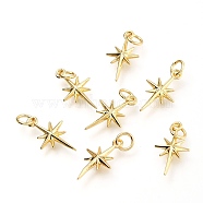 10Pcs Brass Pendants, with Jump Rings, Star, Real 18K Gold Plated, 17x9.7x2.5mm, Hole: 3.4mm(KK-SZ0004-79)