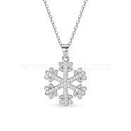 SHEGRACE Elegant Fashion 925 Sterling Silver Pendant Necklace, with Micro Pave AAA Zircon Snowflake Pendant, Silver, 15.7 inch(JN97A)