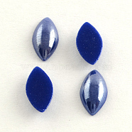 Pearlized Plated Opaque Glass Cabochons, Horse Eye, Blue, 14x7x3.5mm(PORC-S779-7x14-21)