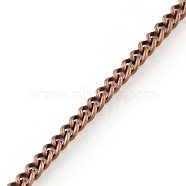 Unwelded Iron Curb Chains, with Spool, Red Copper, 2.7x2x0.6mm, about 328.08 Feet(100m)/roll(CH-R078-11R)