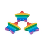 Plastic Stripe Pendants, Rainbow Star Charms, Colorful, 26x26x4mm, Hole: 1.5mm(KY-H003-02)