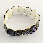 Rectangle Abalone Shell/Paua ShellStretch Bracelets, Colorful, 55mm(BJEW-Q002-03)