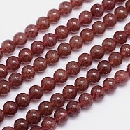 Natural Strawberry Quartz Round Bead Strands, Grade AA, 8mm, Hole: 1mm, about 50pcs/strand, 15.5 inch(G-L411-25-8mm)