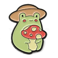Cartoon Frog Mushroom Zinc Alloy Brooch, Enamel Pins for Backpack Clothees, Tan, 31x24.5x1.4mm(JEWB-M032-02E-EB)