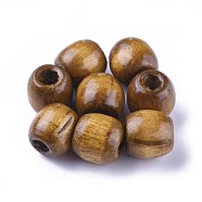Dyed Natural Maple Wood Beads, Barrel, Lead Free, Coconut Brown, 16x16~17mm, Hole: 8mm, about 676pcs/1000g(WOOD-Q007-16mm-02-LF)