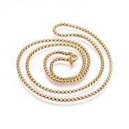 304 Stainless Steel Box Chain Necklaces, Golden, 23.62 inch(60cm), 2.5mm(X-NJEW-P244-01G)