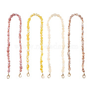 Givenny-EU 4Pcs 4 Colors Acrylic Beads Bag Strap, with Alloy Clasps, for Bag Replacement Accessories, Mixed Color, 60x0.1~1cm, 1pc/color(FIND-GN0001-06)