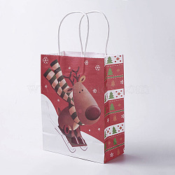 kraft Paper Bags, with Handles, Gift Bags, Shopping Bags, For Christmas Party Bags, Rectangle, Colorful, 21x16x8cm(CARB-E002-S-A06)