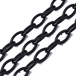 Handmade Opaque Acrylic Cable Chains, Oval, Black, 13x8x2mm(KY-N014-001A)