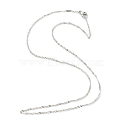304 Stainless Steel Singapore Chain Necklaces, Water Wave Chain Necklaces, with Lobster Claw Clasps, Stainless Steel Color, 17.79 inch(45.2cm), 1.5mm(NJEW-I248-10P)