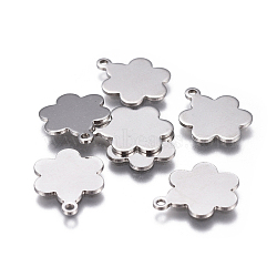 201 Stainless Steel Stamping Blank Tag Charms, Flower, Stainless Steel Color, 14.5x11x0.8mm, Hole: 1.2mm(STAS-F207-27P)