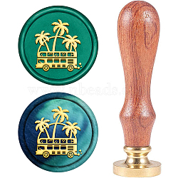 Wax Seal Stamp Set, Sealing Wax Stamp Solid Brass Head,  Wood Handle Retro Brass Stamp Kit Removable, for Envelopes Invitations, Gift Card, Tree Pattern, 83x22mm(AJEW-WH0208-710)