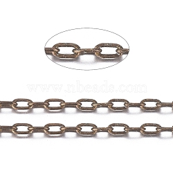 Brass Cable Chains, Diamond Cut Chains, Unwelded, Faceted, with Spool, Oval, Cadmium Free & Nickel Free & Lead Free, Antique Bronze, 2.5x1x0.5mm, about 32.8 Feet(10m)/roll(X-CHC011Y-AB)