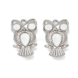 304 Stainless Steel Pendant Cabochon Settings, Owl Charms, Stainless Steel Color, 23.5x14.5x4mm, Hole: 2mm(SA-CBAE5AC-16P)