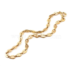 304 Stainless Steel Mariner Link Chain Necklaces, with Brass Spring Ring Clasps, Real 18K Gold Plated, 16-1/4 inch(41.2cm)(NJEW-JN03417-02)