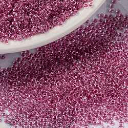 MIYUKI Round Rocailles Beads, Japanese Seed Beads, (RR1524) Sparkling Peony Pink Lined Crystal, 15/0, 1.5mm, Hole: 0.7mm, about 27777pcs/50g(SEED-X0056-RR1524)